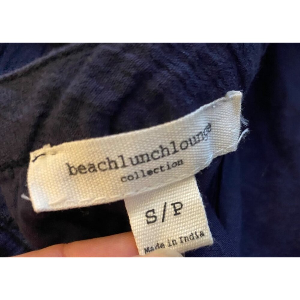 Navy Sleeveless Dress White Embroidery Keyhole Back Closure Beach Lunch Lounge S - Picture 8 of 9